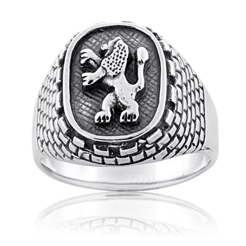  Sterling Silver Lion of Judah and Western Wall Ring - 2