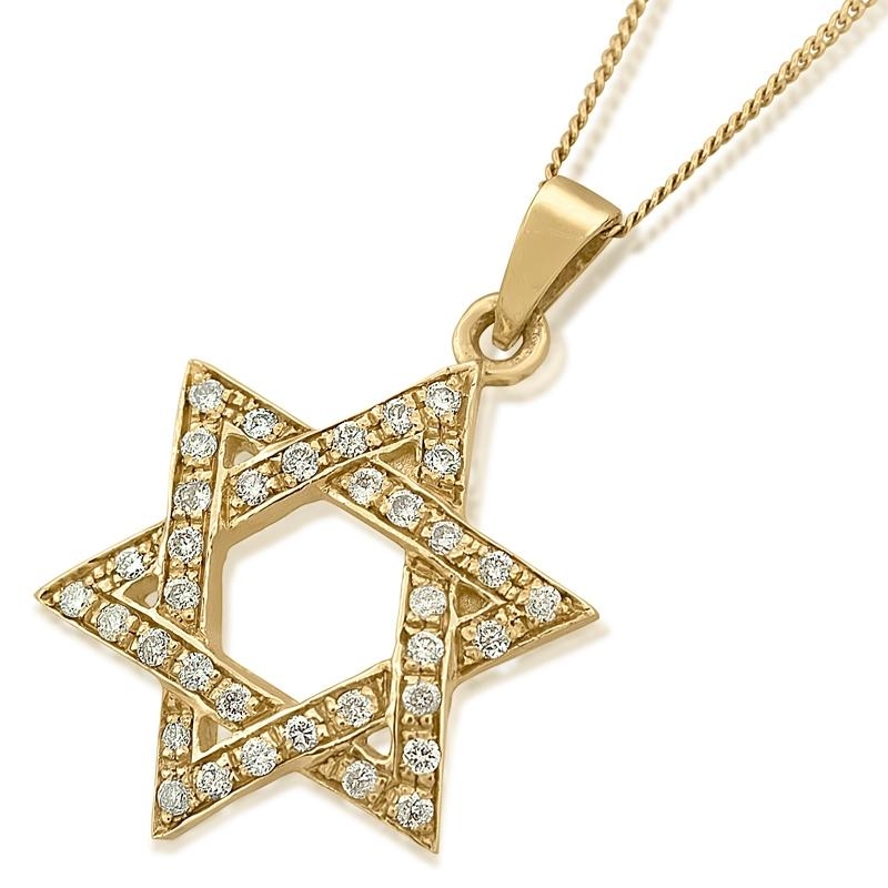 14K Deluxe Large Gold Star of David with Diamonds