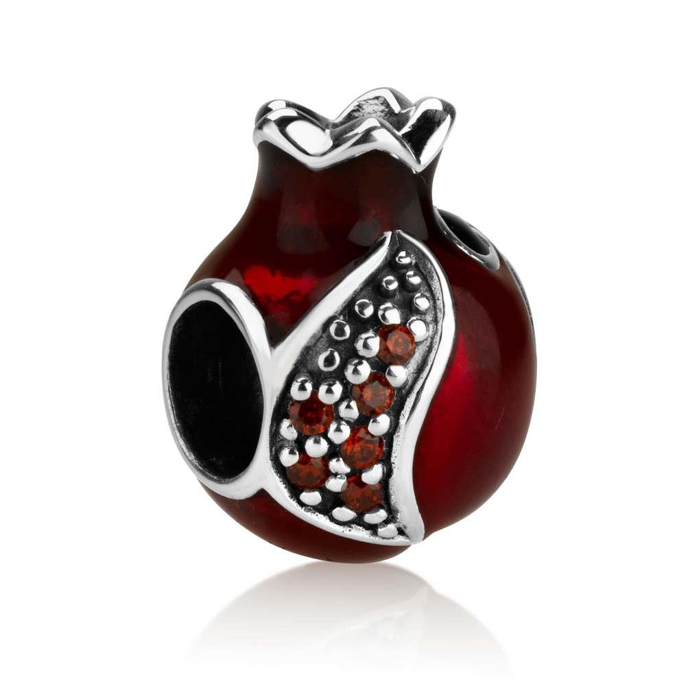 Marina Jewelry Open Pomegranate Bead Charm with Garnet Stones - 1