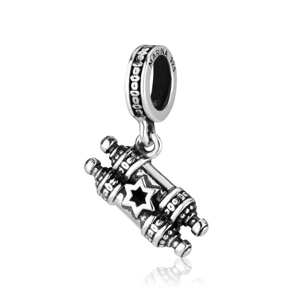 Marina Jewelry Torah with Star of David 925 Sterling Silver Hanging Charm - 1