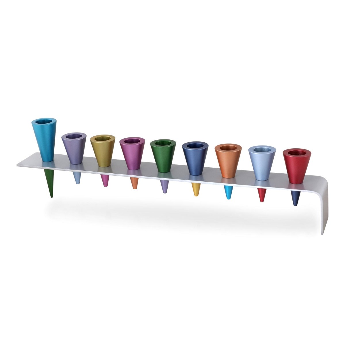 Yair Emanuel Anodized Aluminum Cones Hanukkah Menorah (Choice of Colors) - 1