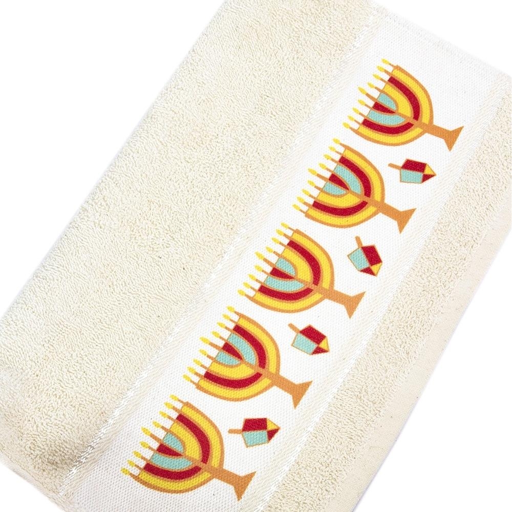  Barbara Shaw Netilat Yadayim Hand Washing Towel - Happy Hanukkah - 1