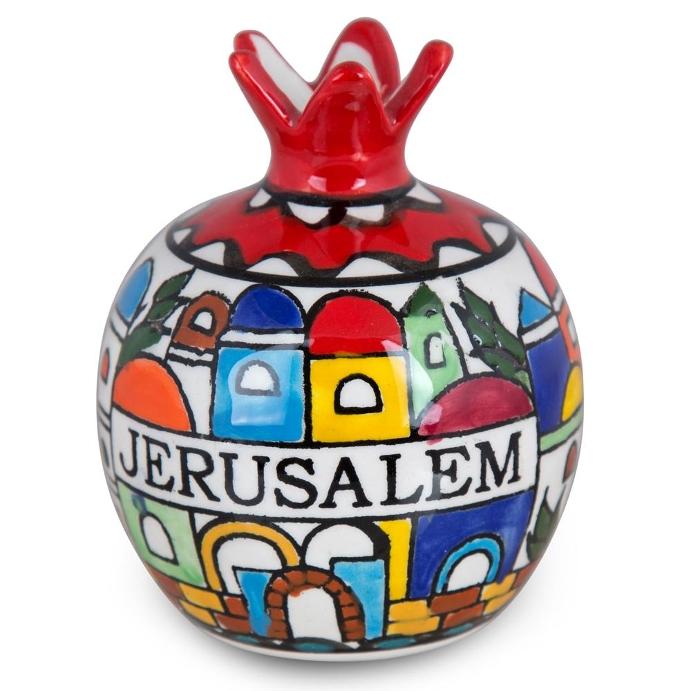 Pomegranate Ceramic with Jerusalem Design Armenian Ceramic (Height 10cm)  - 1