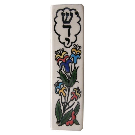  Flowers Mezuzah Case. Armenian Ceramic - 1