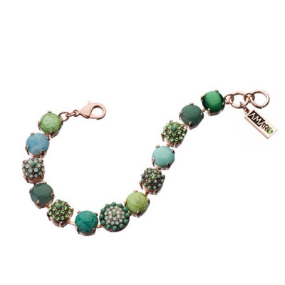 24K Rose Gold-Plated Green Gemstones Bracelet  - 1