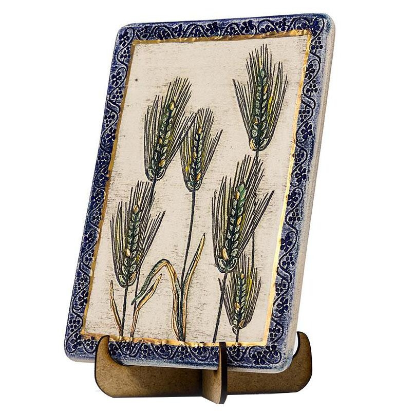 Art in Clay Handmade Ceramic Seven Species – Barley Wall Hanging with 24K Gold - 1