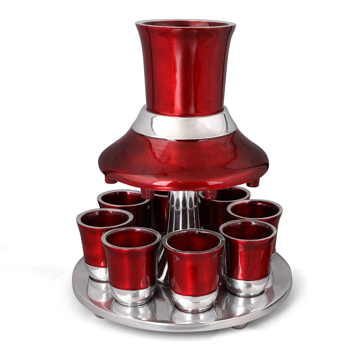8 Cup Red Aluminum Wine Fountain, Judaica