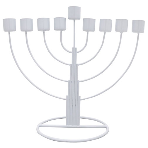 White Round Hanukkah Menorah  - 1