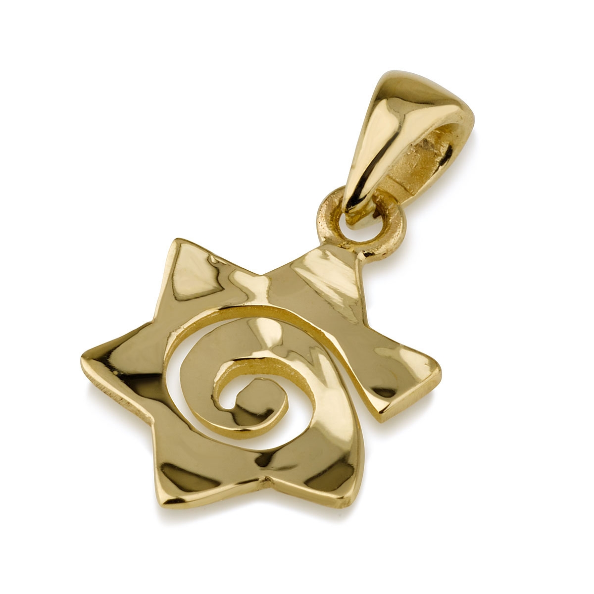 14K Gold Spiral Star of David Pendant  - 1