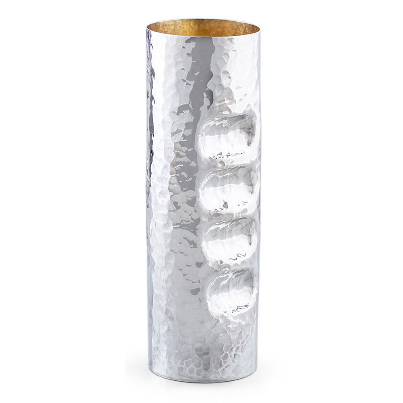 Bier Judaica Sterling Silver Hammered Cylinder Netilat Yadayim Washing Cup - 1