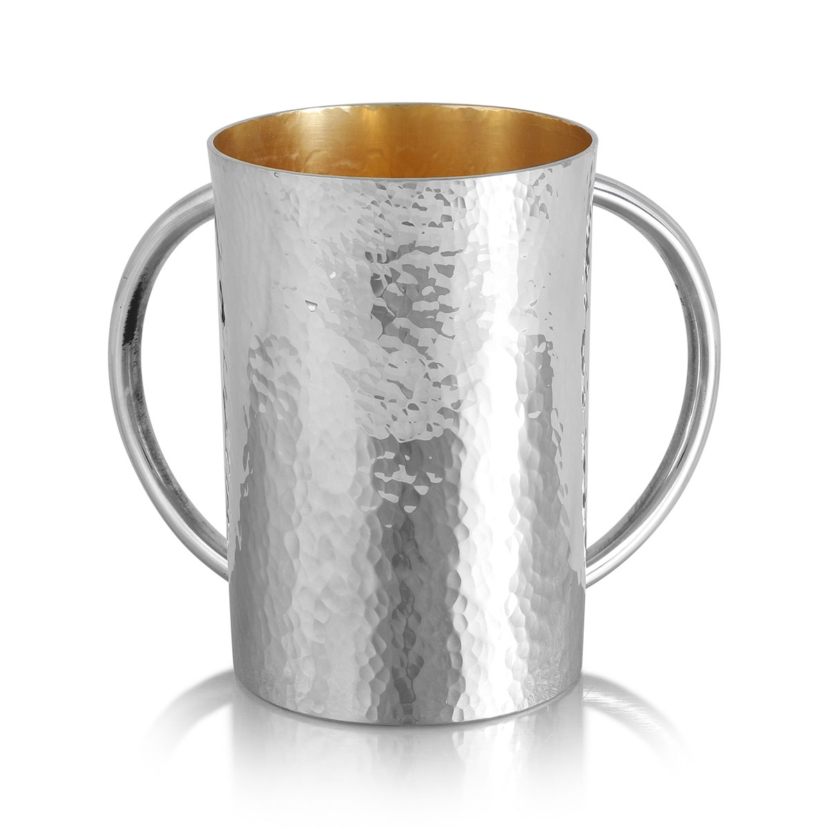 Bier Judaica 925 Sterling Silver Washing Cup With Hammered Finish - 1