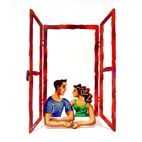  David Gerstein Signed Sculpture - Window with Couple - 1