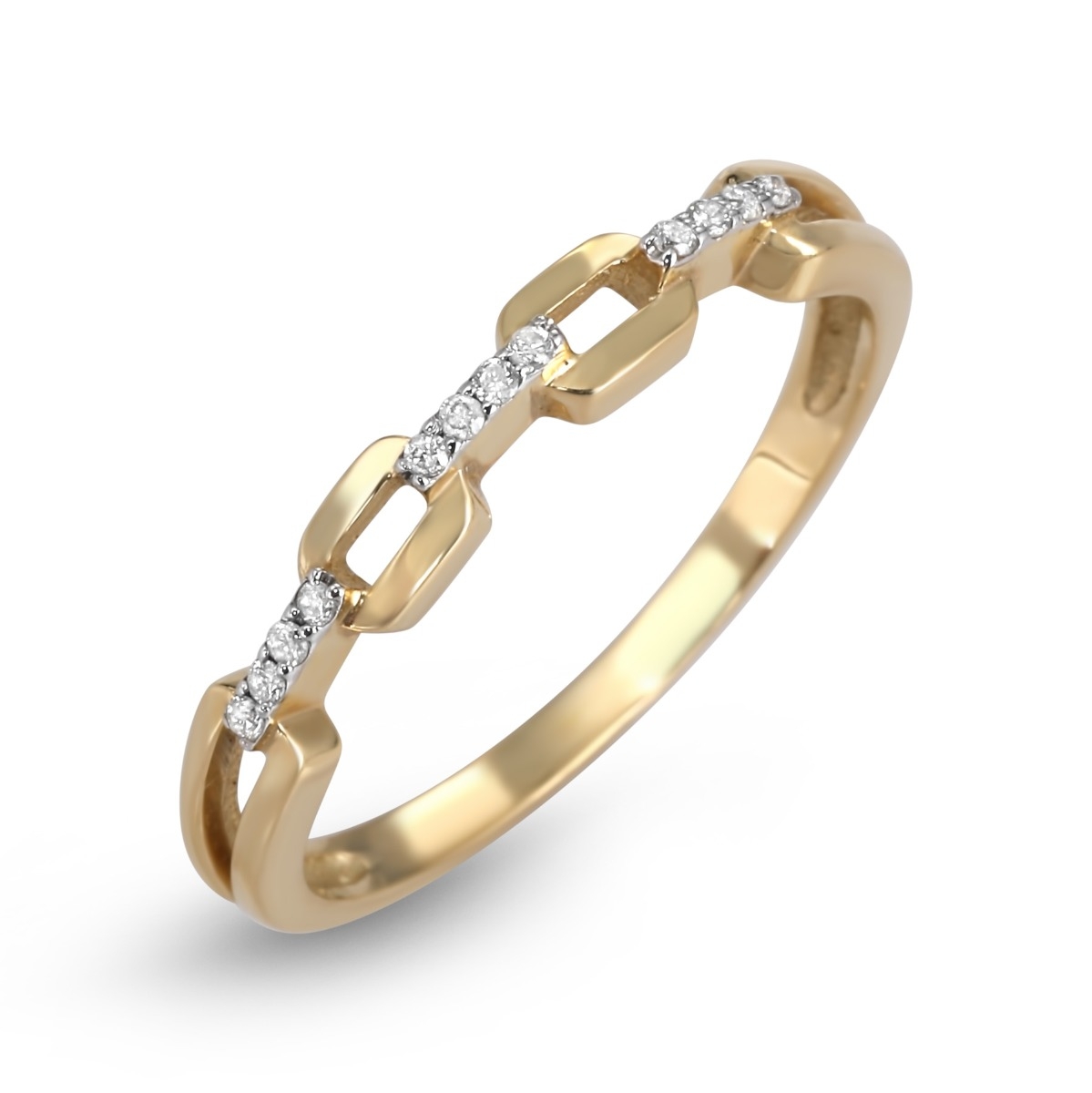 Diamond-Studded 14K Gold Ring With Chain Design - 1