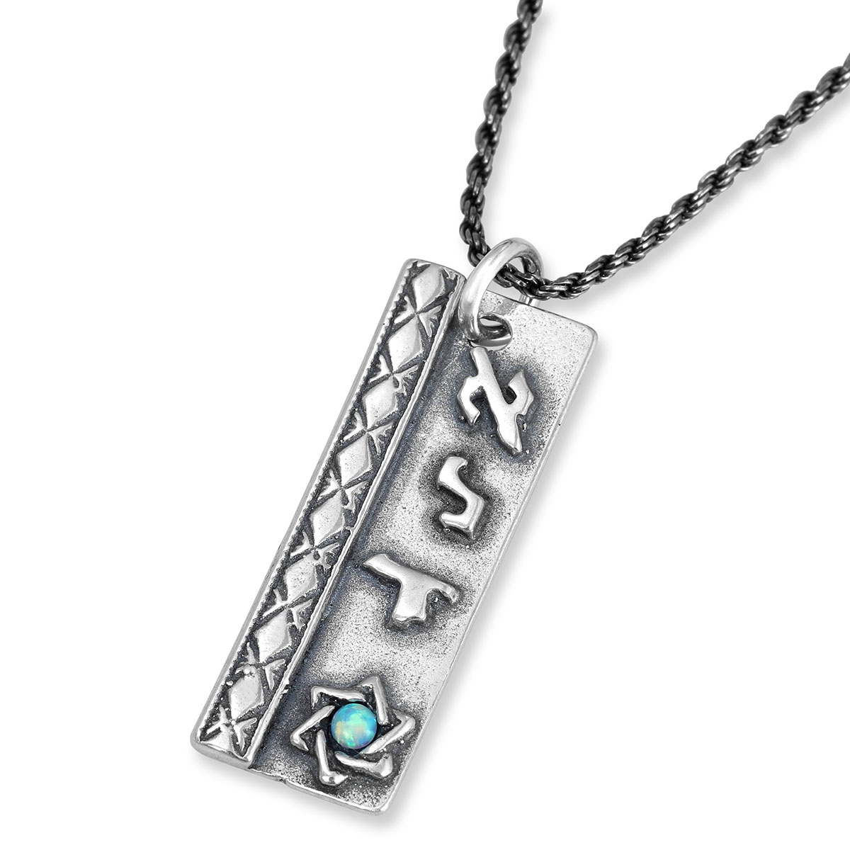 Handmade 925 Sterling Silver Kabbalah Pendant With Opal Stone – Divine Protection - 1