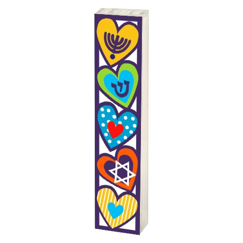 Dorit Judaica Multi-Colored Designs Mezuzah Case with Shin - 1