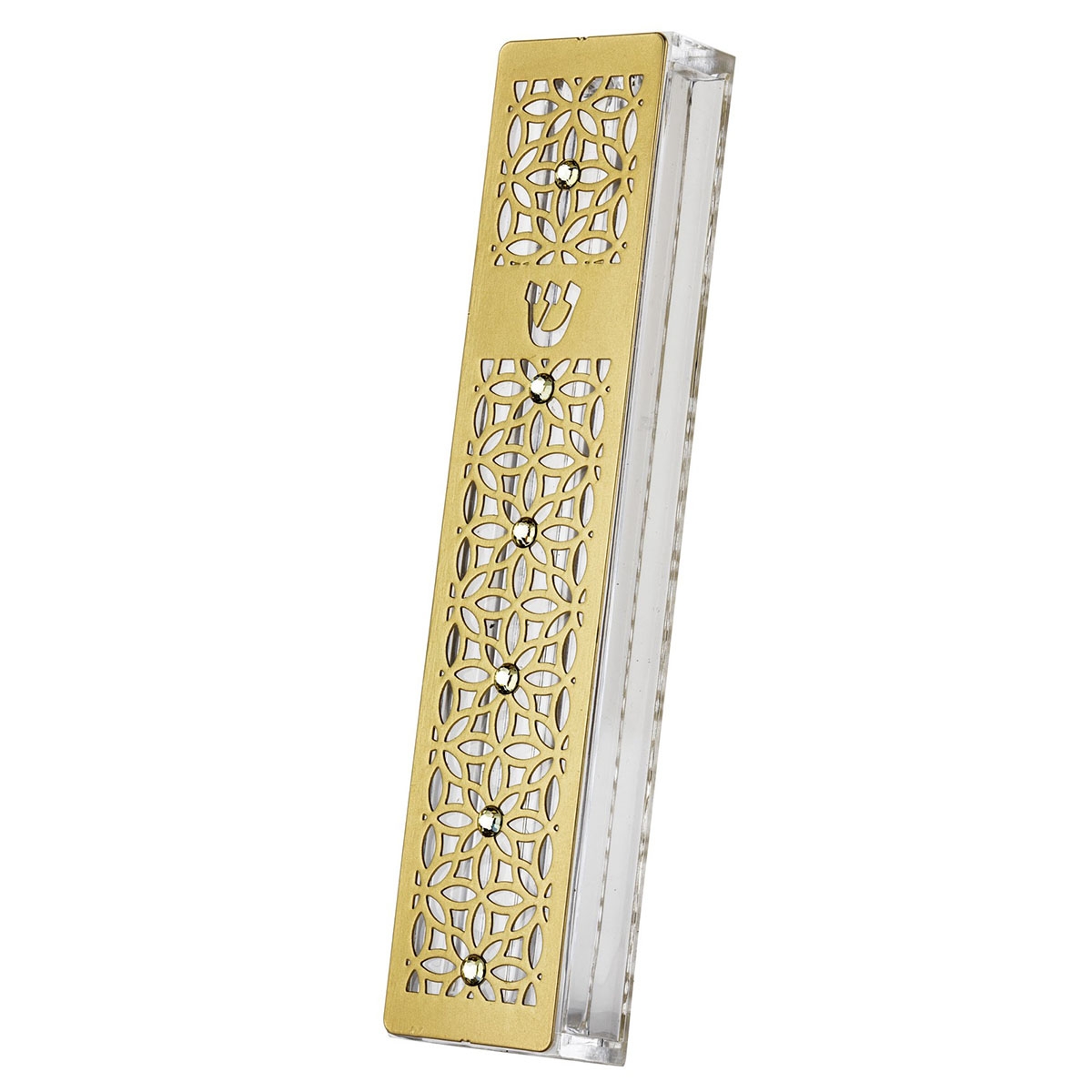Dorit Judaica Gold-Plated Acrylic Mezuzah Case With Abstract Design - 1