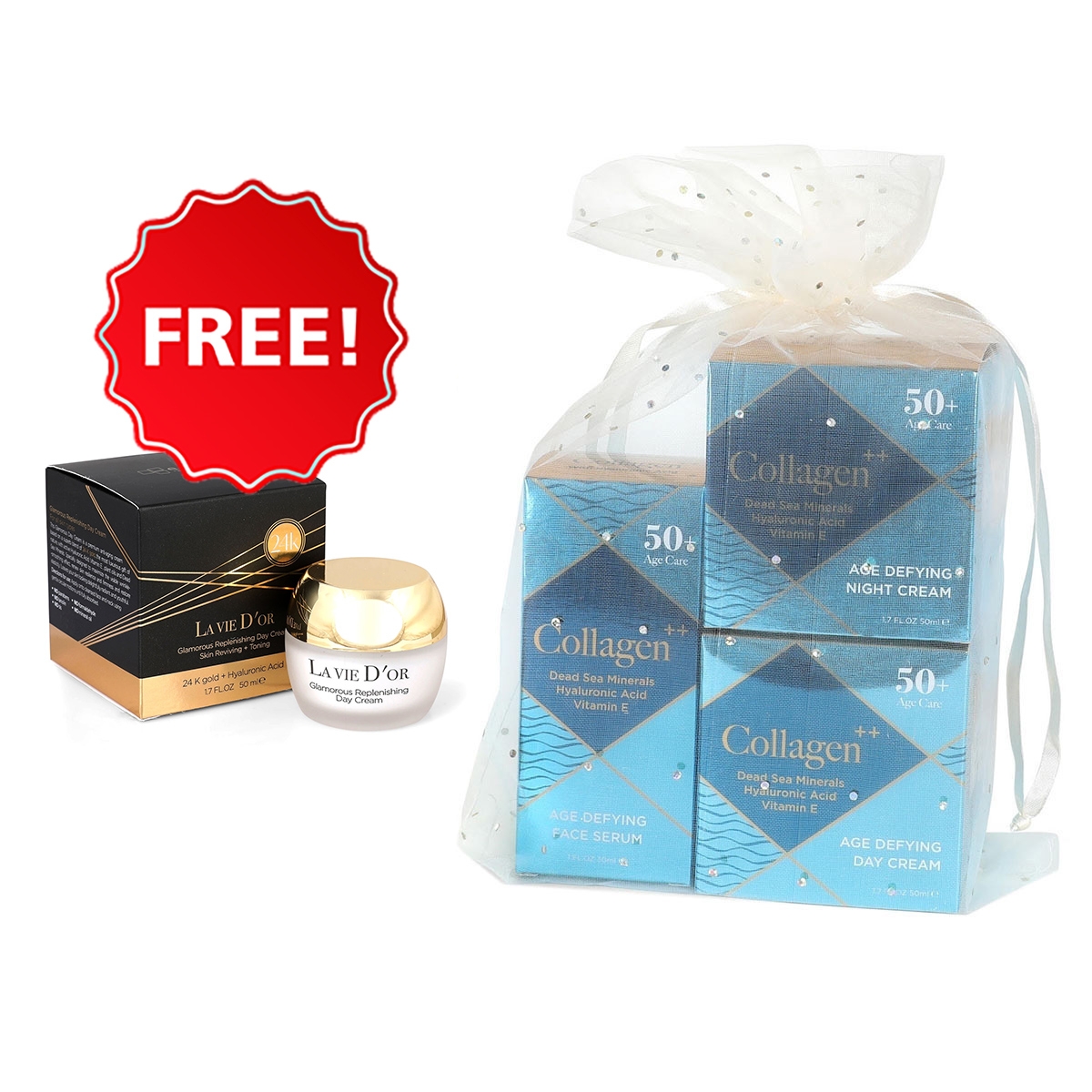 Edom 50+ Age-Defying Facial Set - Buy Three Facial Treatments and Get La Vie D’Or Glamorous Replenishing Day Cream for FREE! - 1