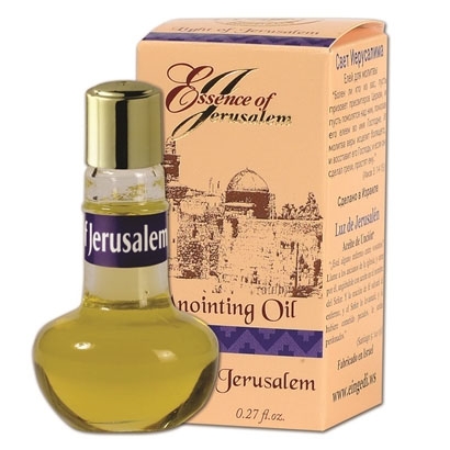 Gold Torah Light of Jerusalem Anointing Oil Bottle, Anointing Oils