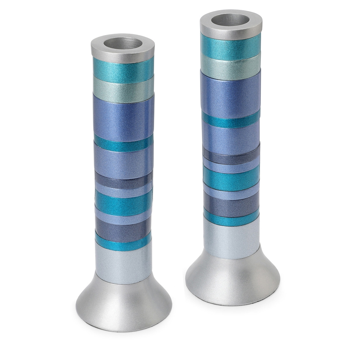 Yair Emanuel Aluminum Stacked Ring Candlesticks - Choice of Colors - 1