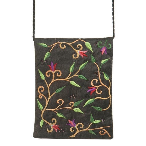 Yair Emanuel Embroidered Bag - Flowers - Black - 1