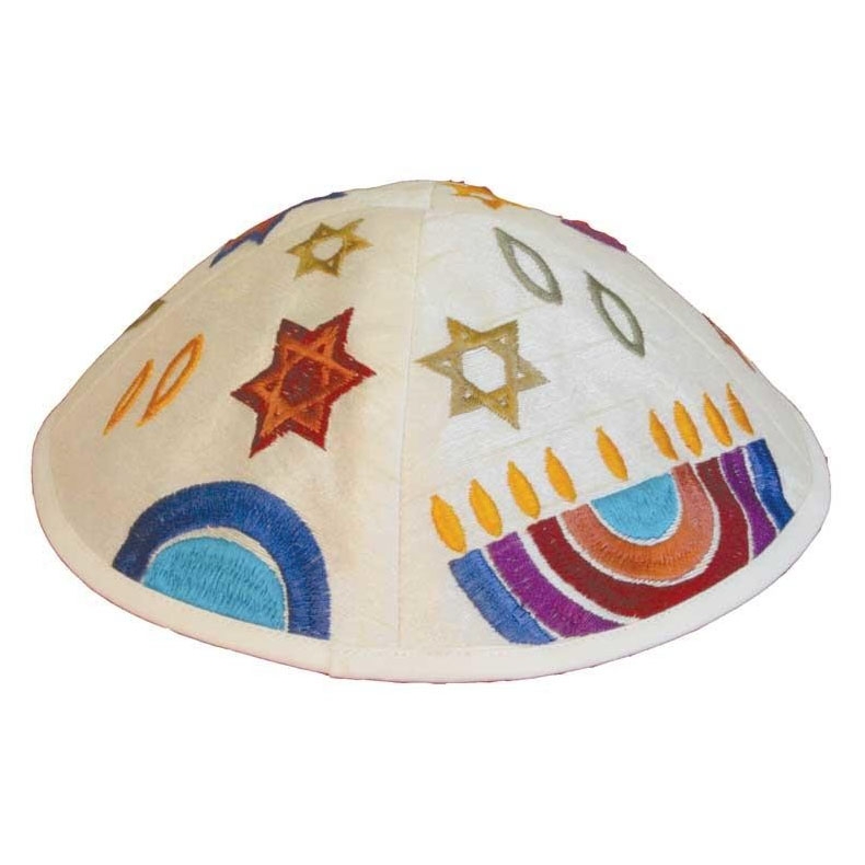 Yair Emanuel Embroidered Silk Kippah - Jewish Symbols - 3