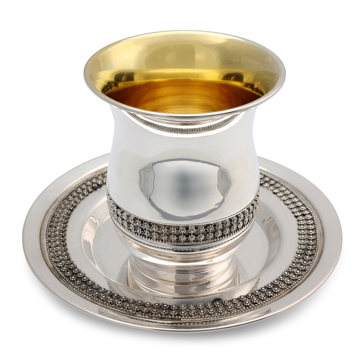 Handcrafted Sterling Silver Kiddush Cup With Refined Filigree Design By Traditional Yemenite Art - 1