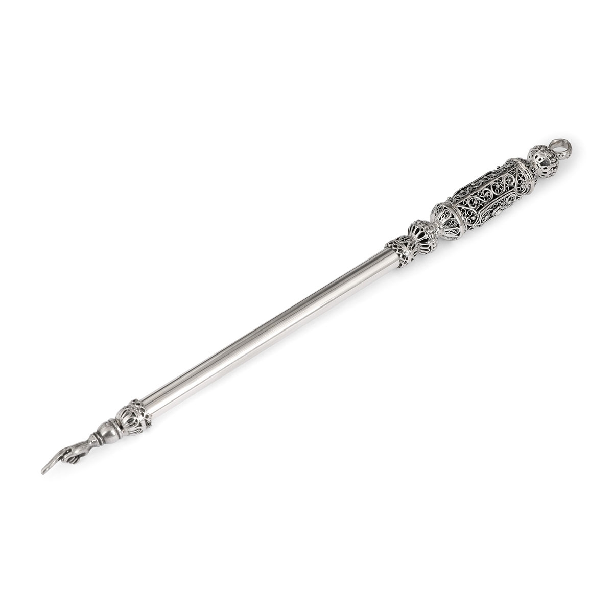 Traditional Yemenite Art Handcrafted Sterling Silver Yad (Torah Pointer) With Filigree Design - 1