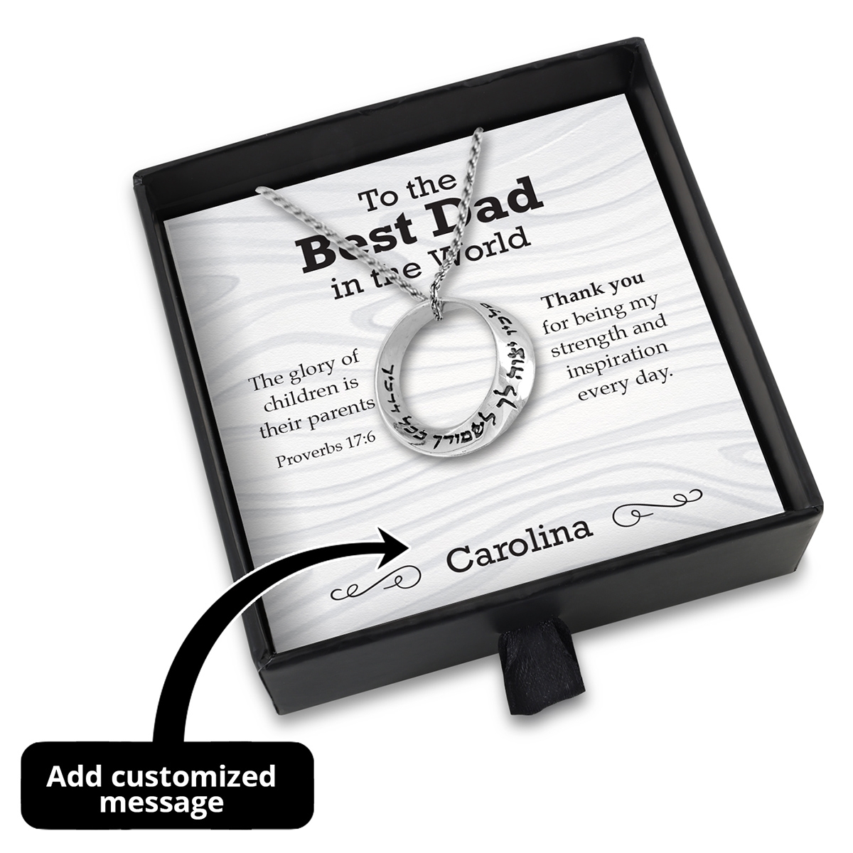 Best Dad in the World Gift Box With Sterling Silver ‘Guard You’ Mobius Strip Necklace - Add a Personalized Name For Someone Special!!! - 1