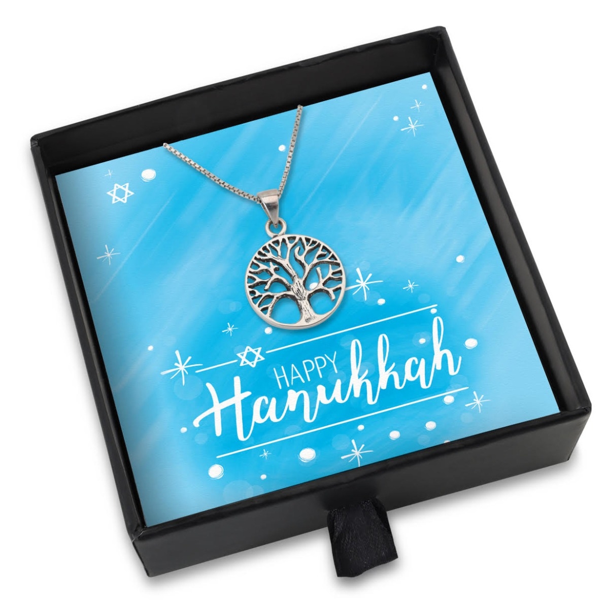 Hanukkah Gift Box - Tree of Life Circular Pendant Necklace  - 1