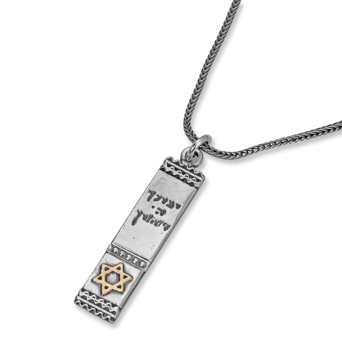 Priestly Blessing: Silver Pendant with Gold Star of David - 1