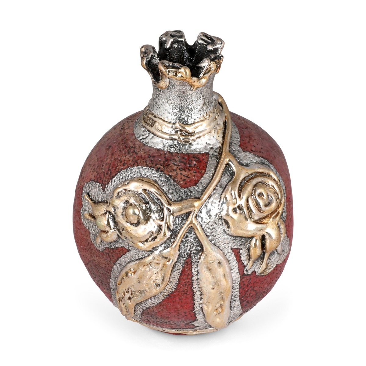 Handmade Ceramic Pomegranate with 925 Sterling Silver Decoration - 1