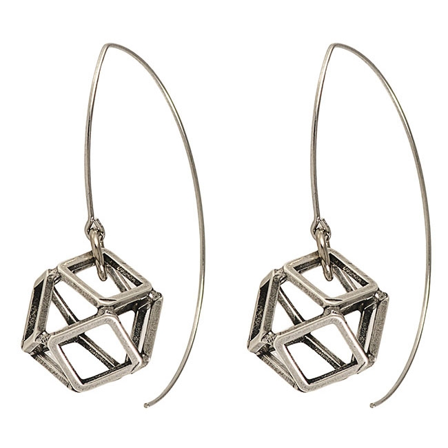 Hagar Satat Silver Plated Polygon Earrings - 1