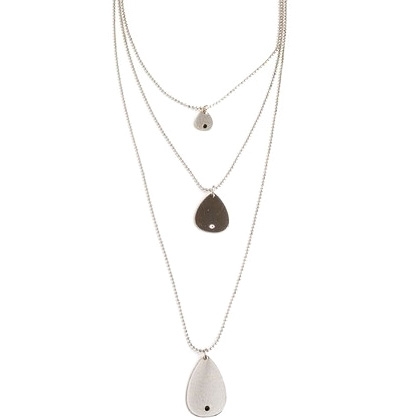 Hagar Satat Silver Plated Three Drops Necklace with Swarovski Stones - 1