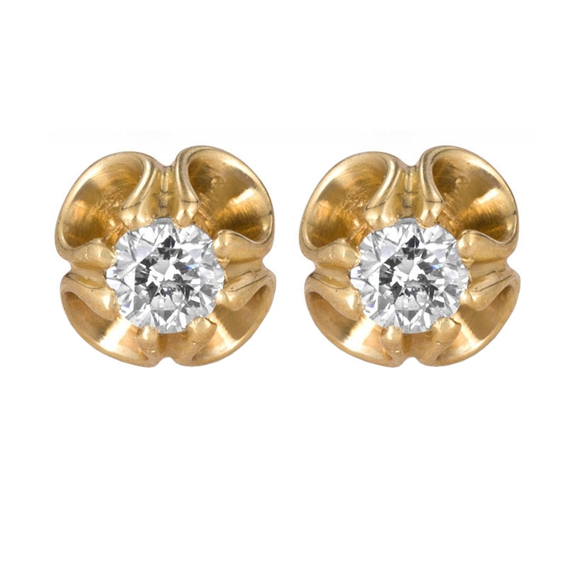 14K Gold 6-Pronged Diamond Stud Earrings (Choice of Color) - 1