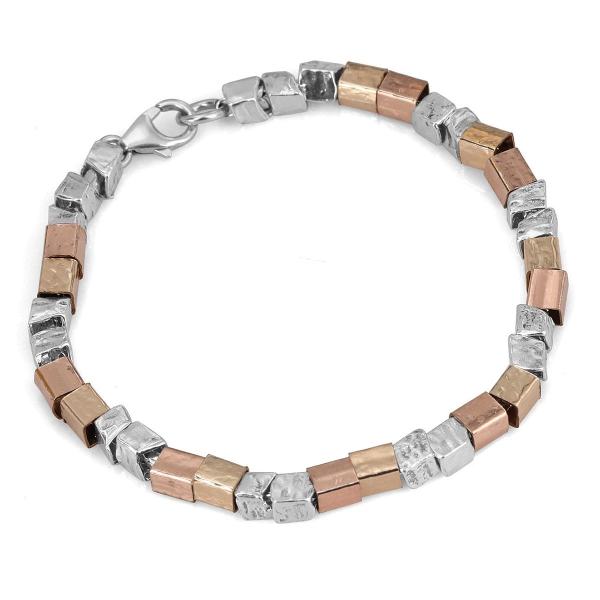 Moriah Jewelry Square Beads 925 Sterling Silver and Gold-Filled Bracelet  - 1