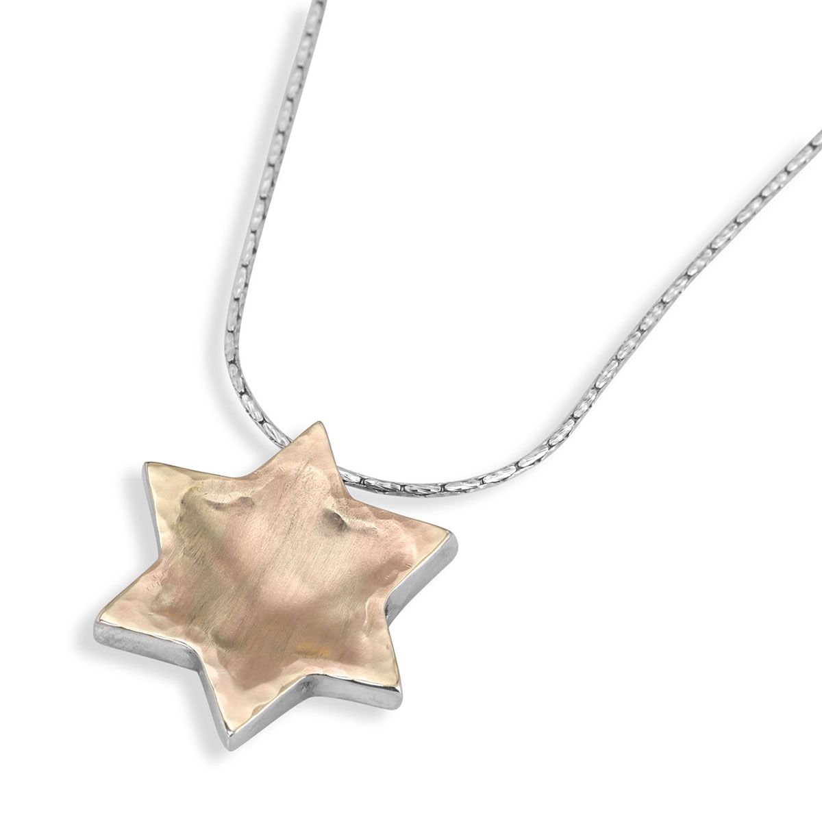 Moriah Jewelry Minimalist Matte Star of David Gold and Sterling Silver Necklace  - 1