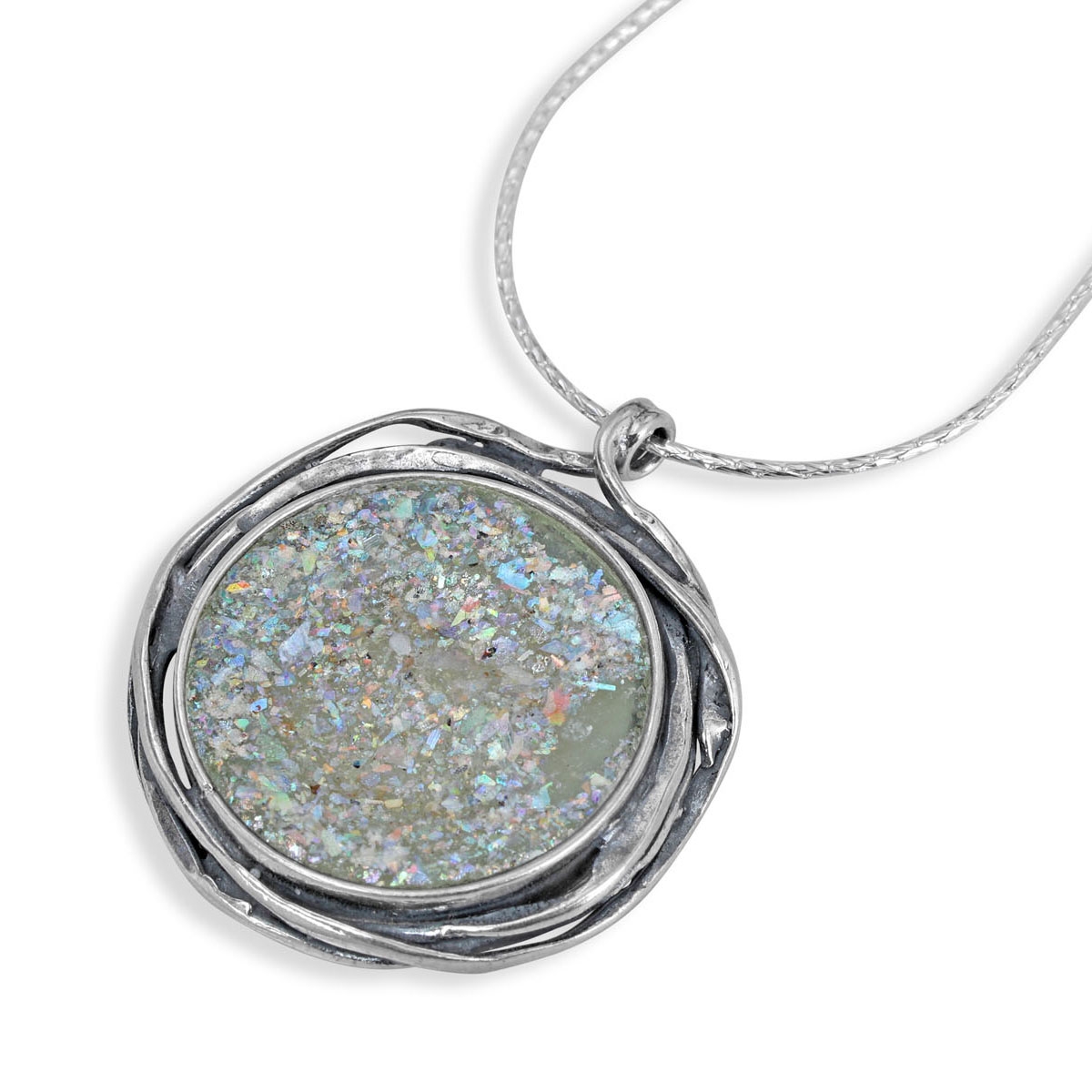 Moriah Jewelry Round Roman Glass and 925 Sterling Silver Necklace  - 1