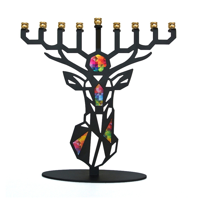 Iris Design Israeli Deer Hanukkah Menorah - 1