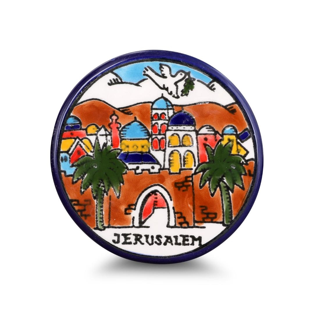 Jerusalem and Dove of Peace Armenian Ceramic Plate - 1