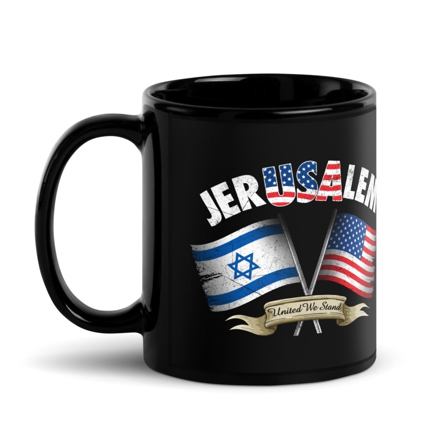 Jerusalem United We Stand Black Glossy Mug - 1
