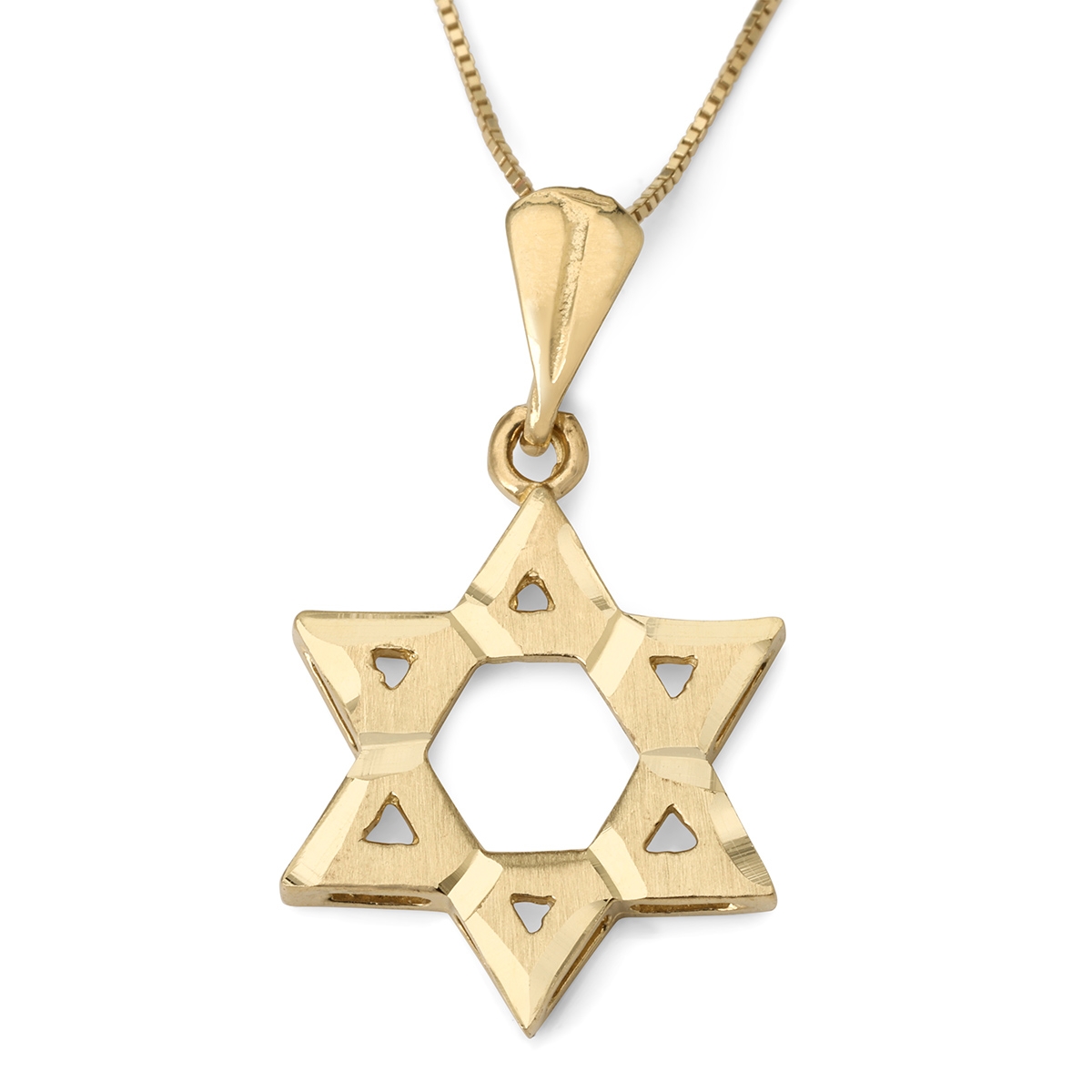 14K Gold Large Cut-Out Star of David Pendant for Women - 1
