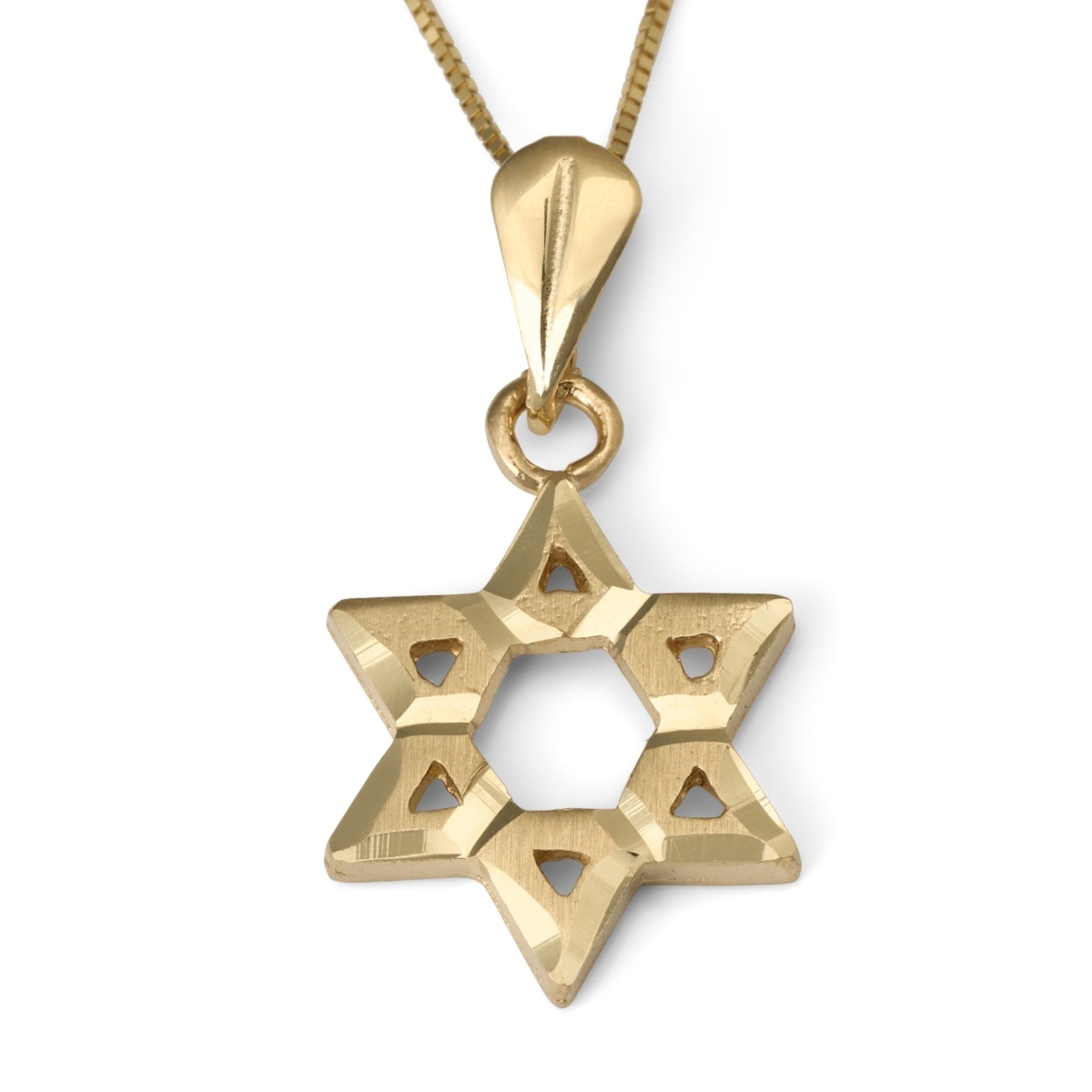 14K Gold Cut-Out Star of David Pendant for Women and Kids - 1