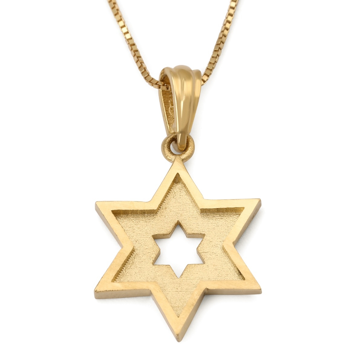 14K Gold Cut-Out Star of David Pendant - 1