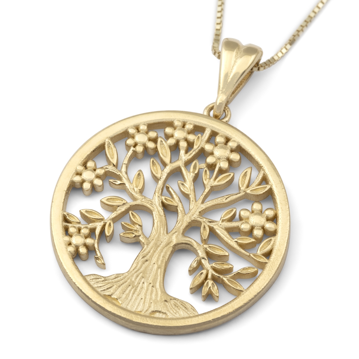 Round 14K Gold Tree of Life Pendant Necklace - 1