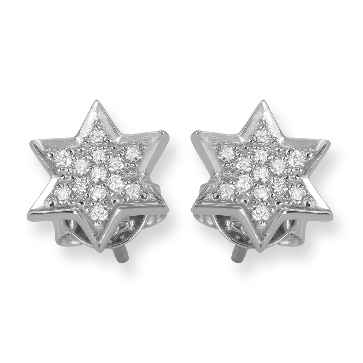 Star of David 14K Gold Diamond Stud Earrings - 1