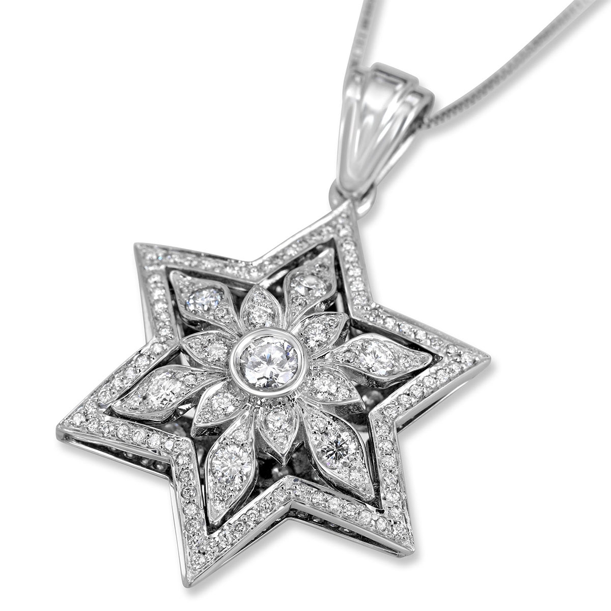 Star of David Jerusalem 14K Gold and Diamonds Necklace - 1