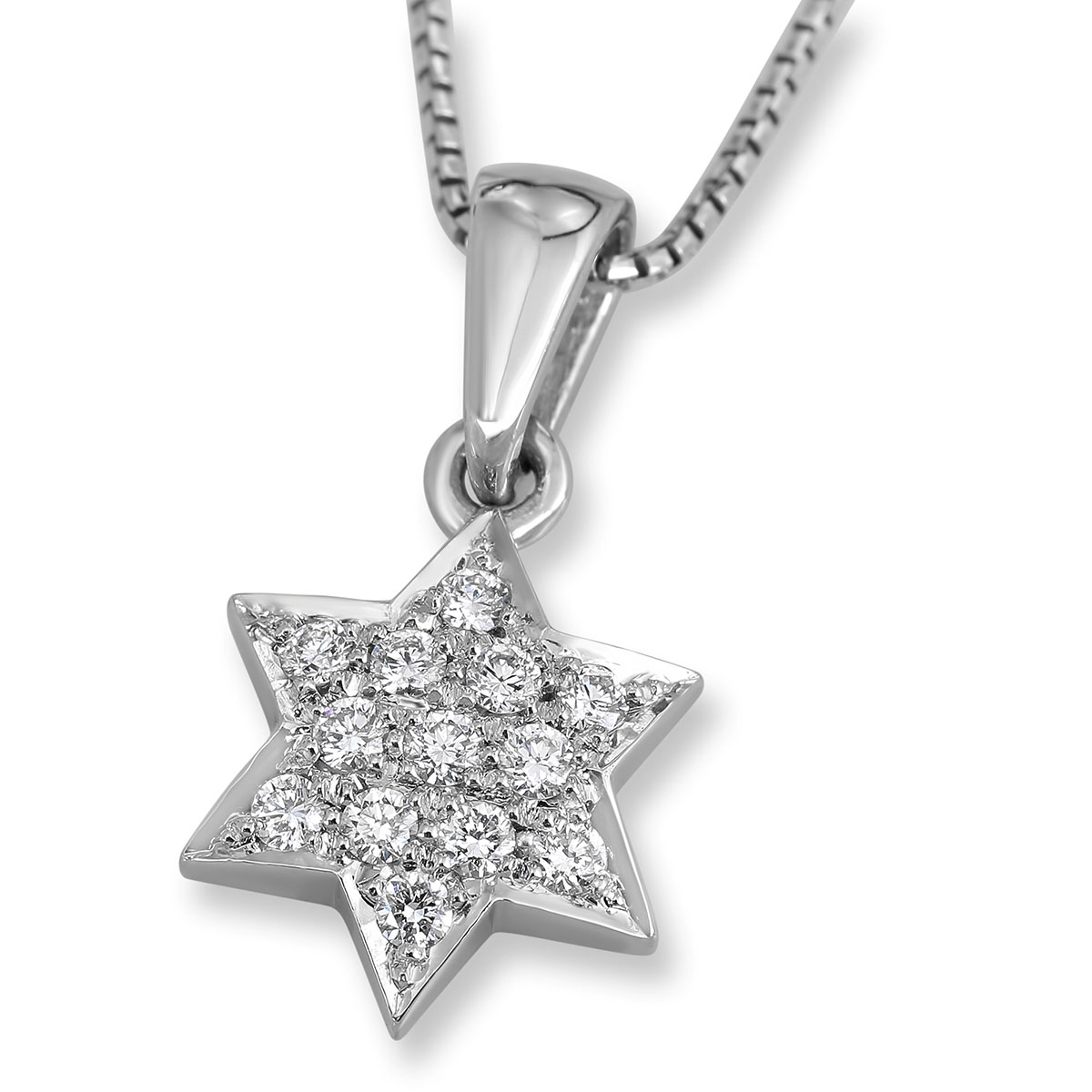 Indented Star of David 14K Gold Diamond Pendant - 1