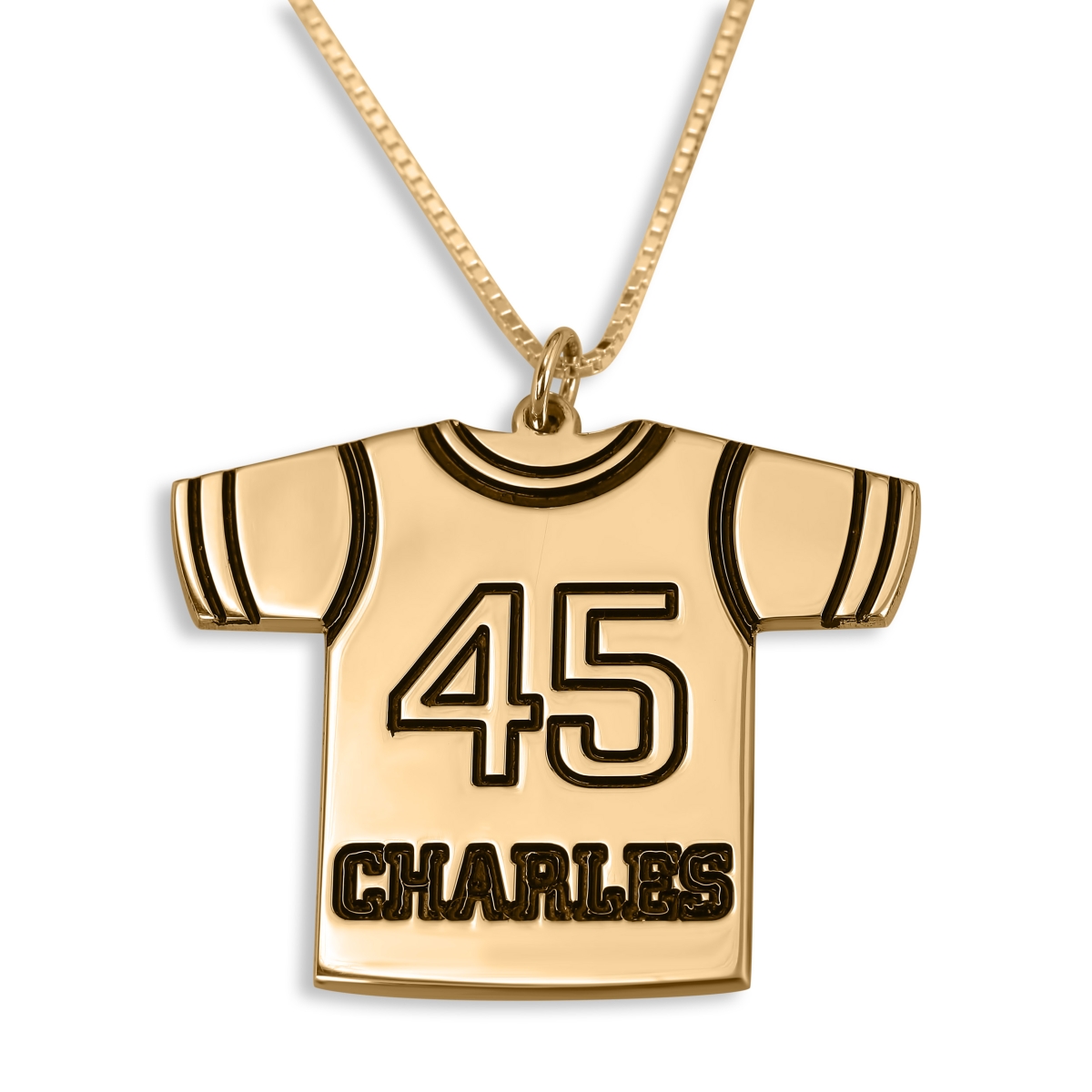 Gold Plated Sports Jersey Name Necklace - 1