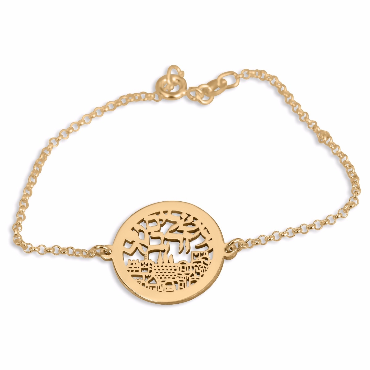 Double Thickness Gold-Plated Jerusalem Bracelet - 1