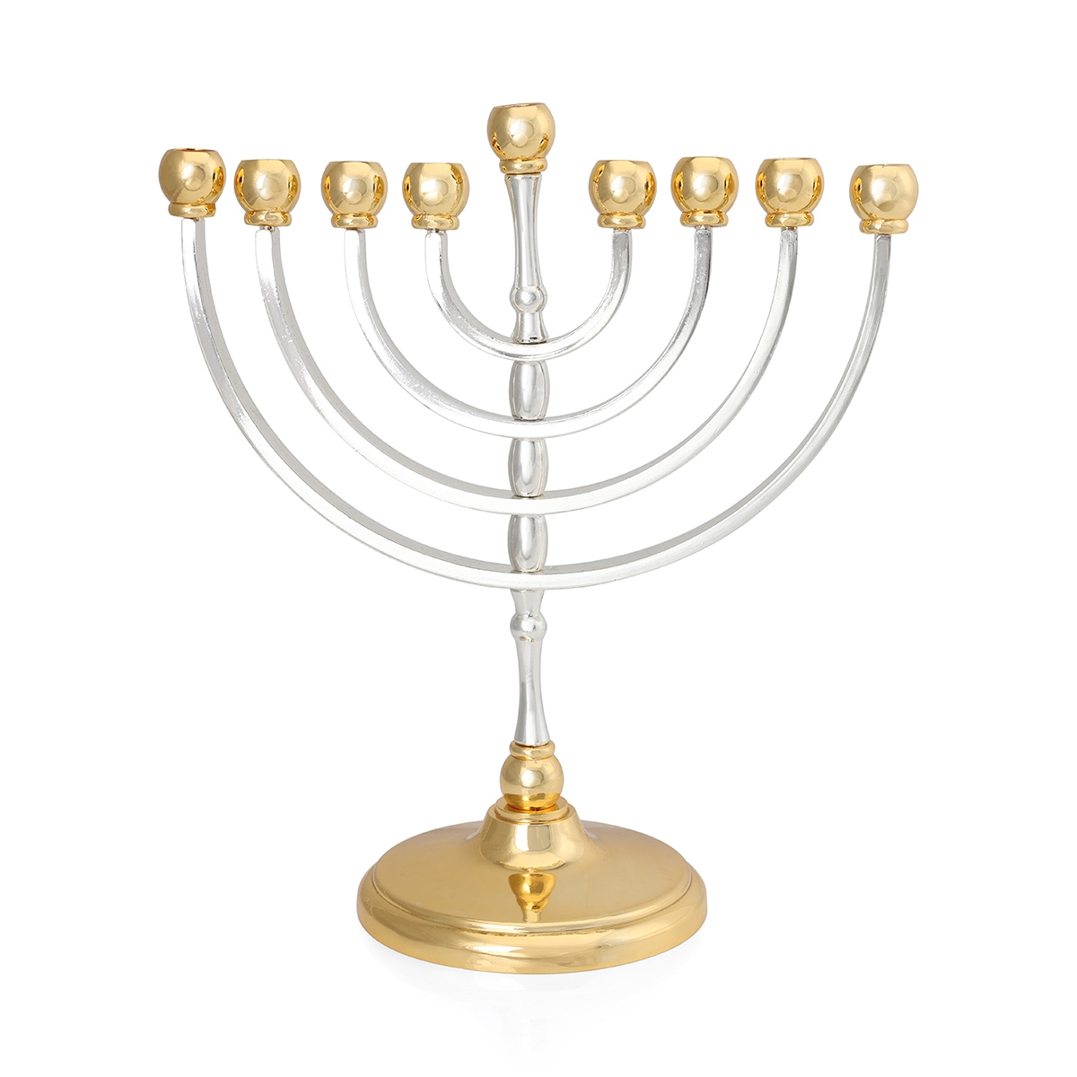 Kinetic Silver and Gold Plated Small Round Menorah - 1